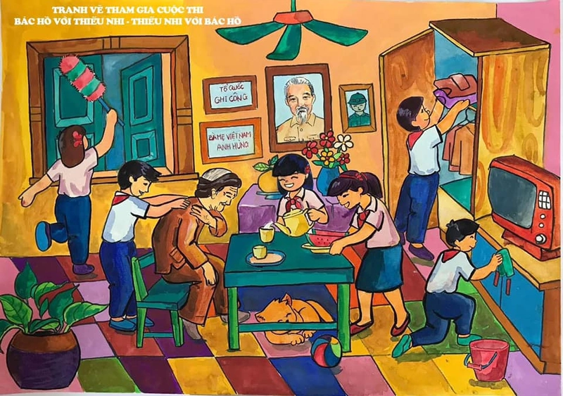 tranh vẽ nhớ ơn tổ tiên