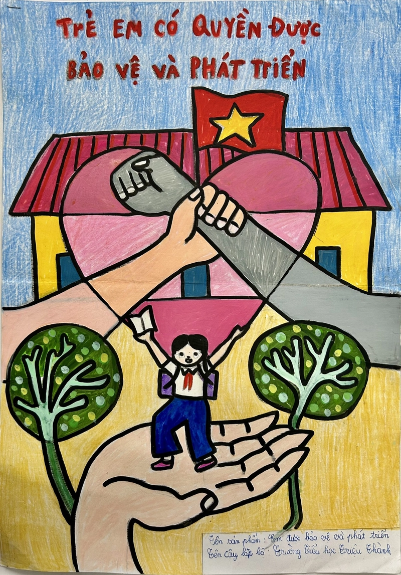 vẽ tranh về quyền trẻ em bằng màu sáp 