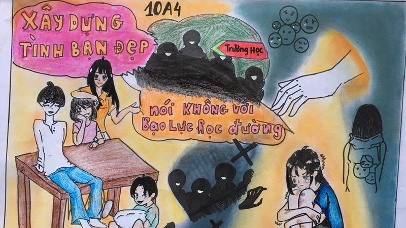 vẽ tranh về tệ nạn xã hội bạo lực học đường