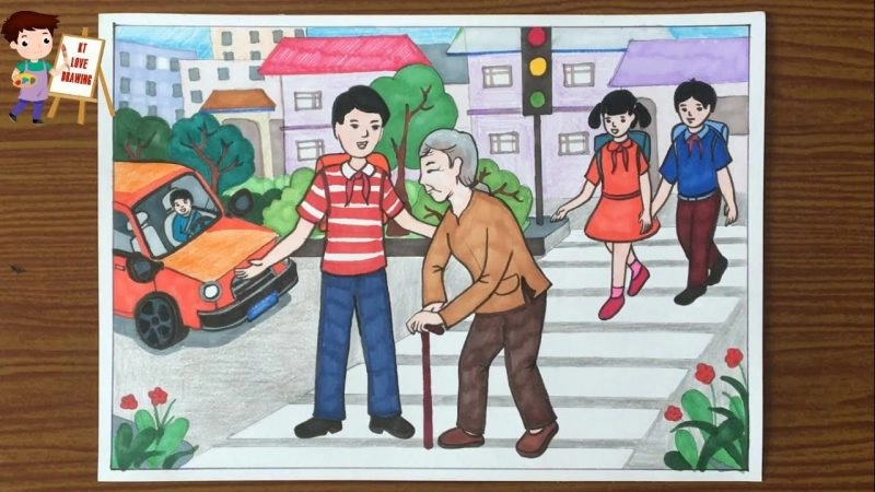 vẽ tranh yêu thương con người đơn giản cho lớp 6 
