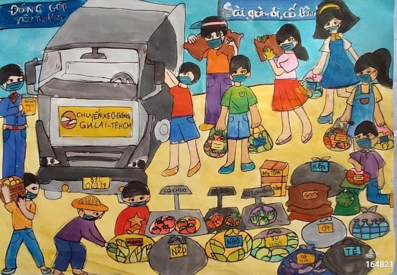 tranh vẽ về tình yêu thương trong cộng đồng 