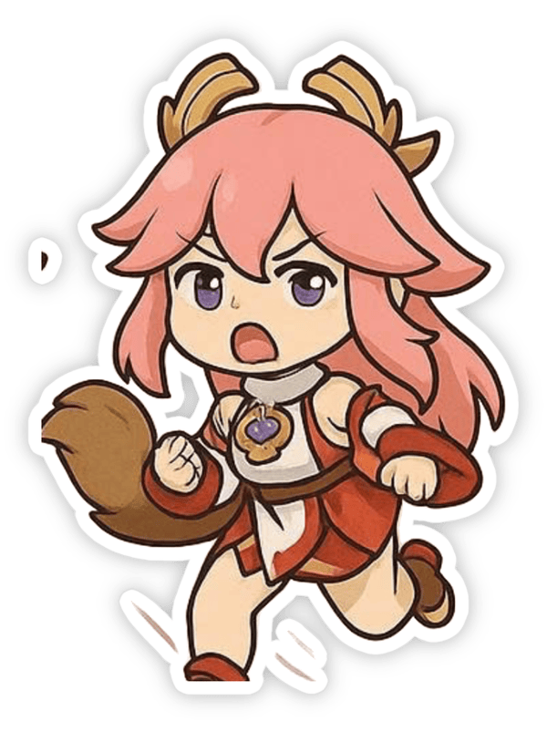 yae miko sticker anime chibi