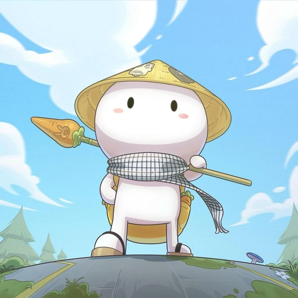 Ảnh Thỏ bảy màu đội nón lá cầm gậy hiên ngang