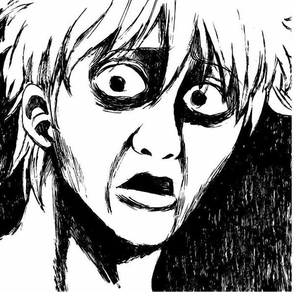 Ảnh manga đen trắng biểu cảm sốc tột độ kinh hoàng