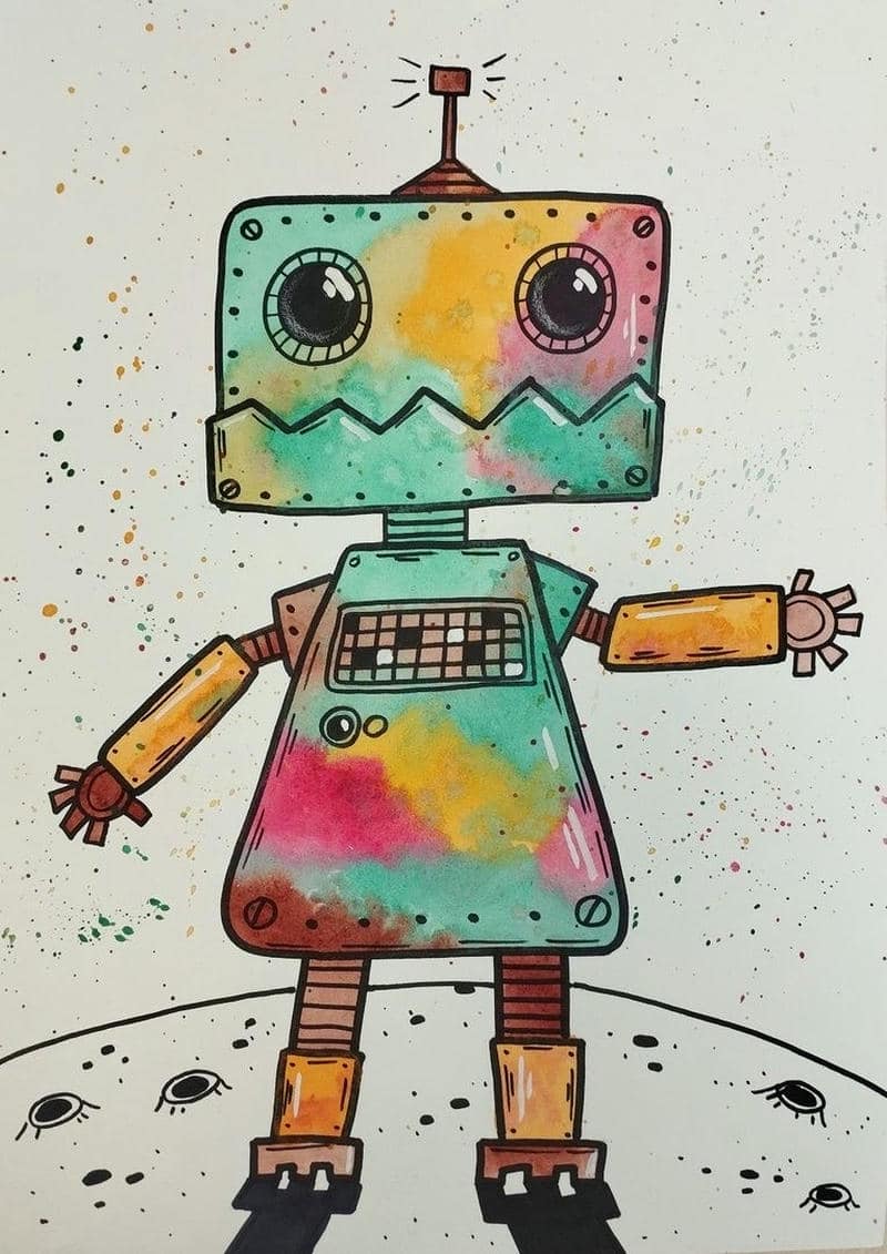 Ảnh vẽ robot nhiều màu sắc