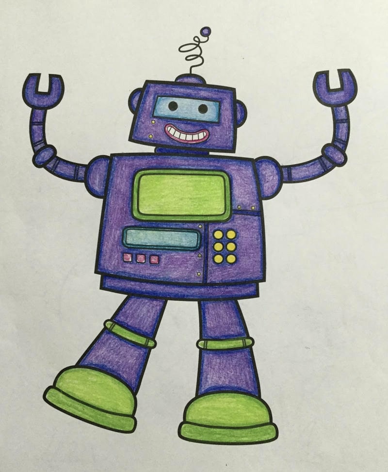 Ảnh vẽ robot tím mini xinh xắn