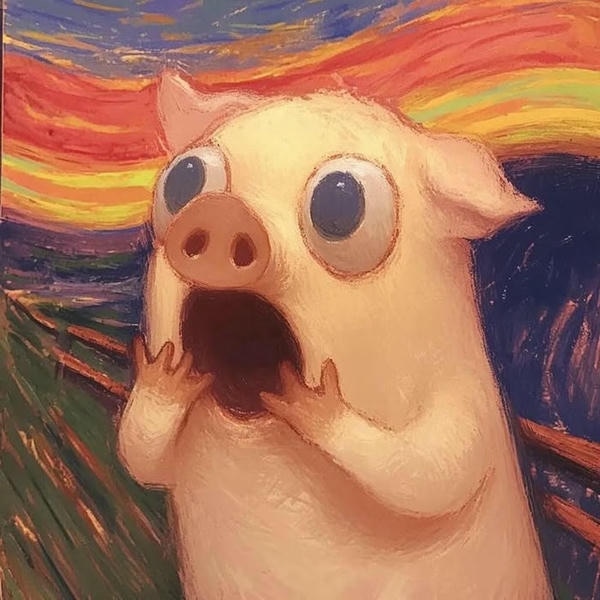 Hình chú heo la hét mô phỏng tranh tiếng thét