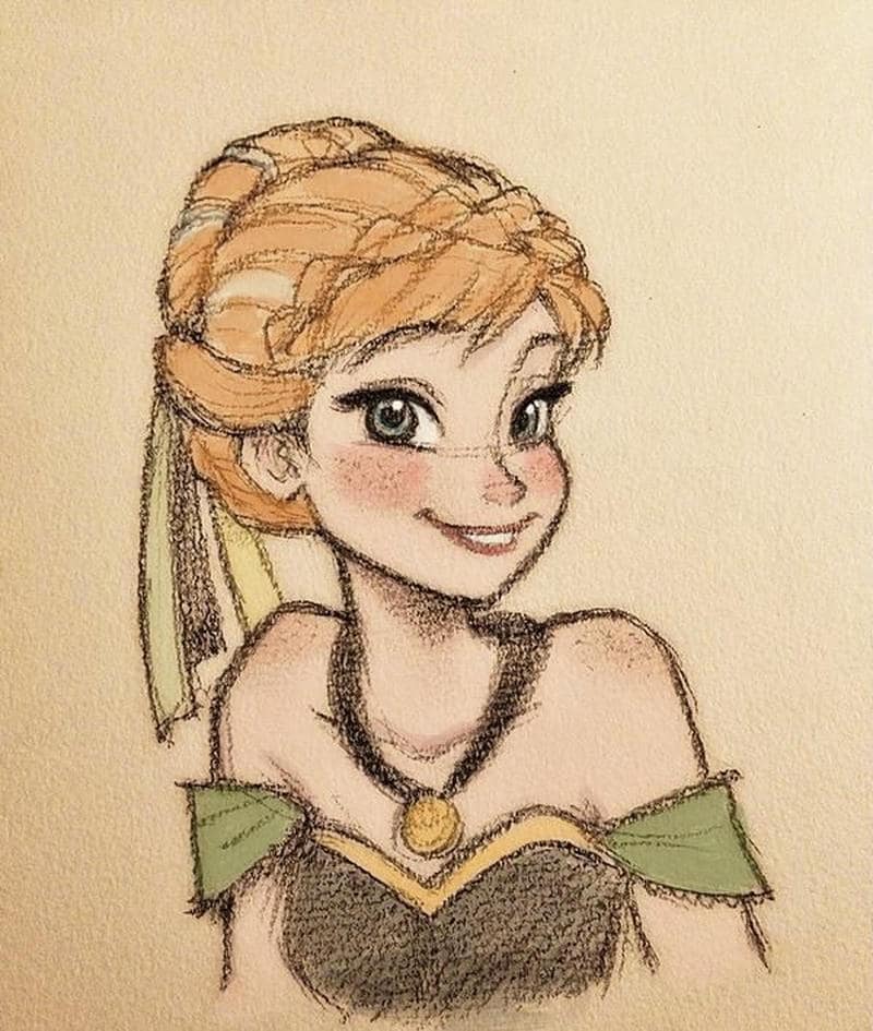 Hình vẽ công chúa ngây thơ đáng yêu