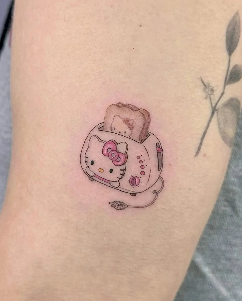 Hình xăm Hello Kitty cute hình lát bánh mì nướng ngộ nghĩnh