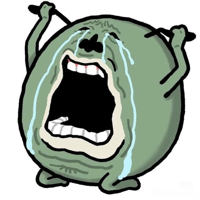 Meme buồn ếch xanh há miệng gào khóc thảm thiết