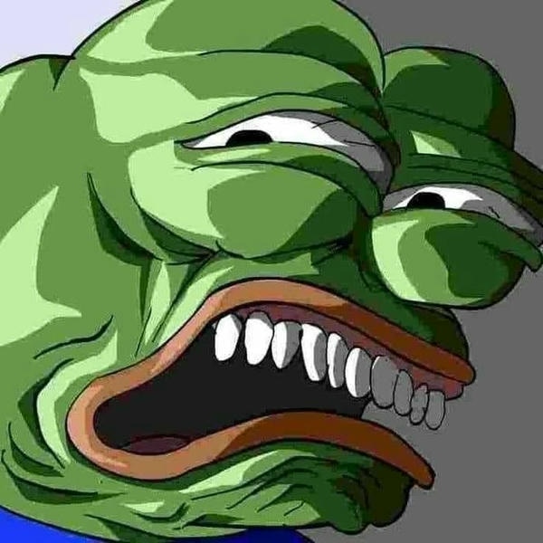 Meme ếch xanh Pepe toát mồ hôi căng thẳng lo âu