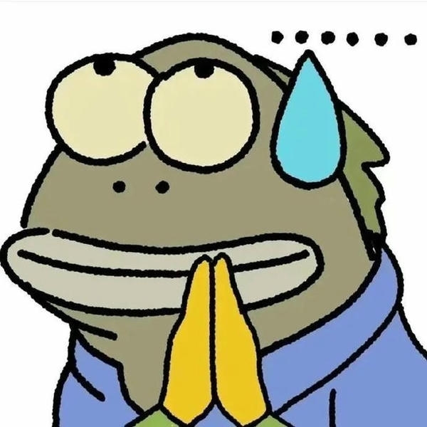 Meme ếch xanh chắp tay mặt toát mồ hôi hột
