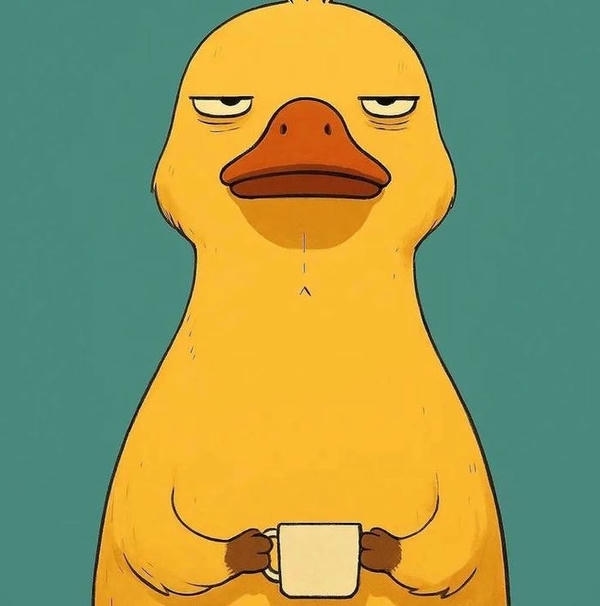 Meme không hiểu vịt vàng cầm cốc mặt đơ ra