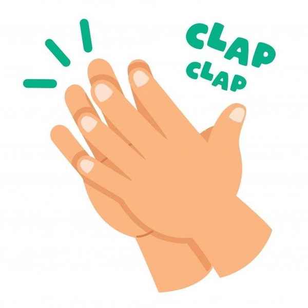 Sticker vỗ tay hai bàn tay cùng chữ clap clap xanh