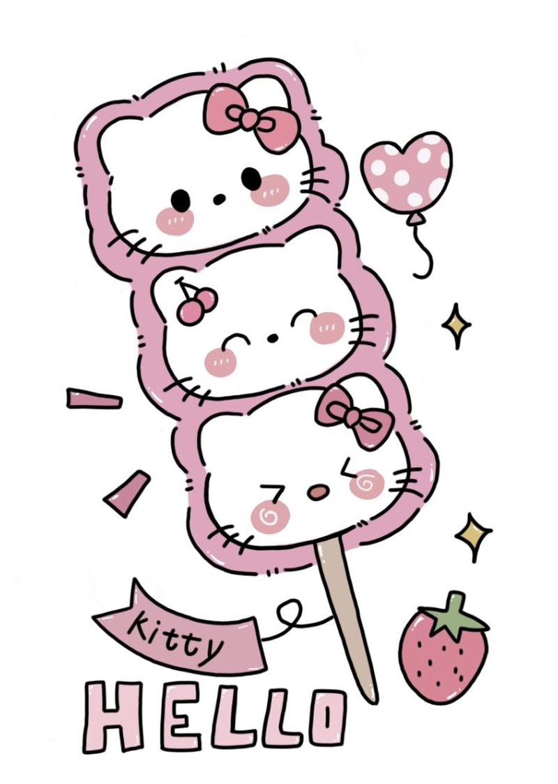 Tranh vẽ Hello Kitty cute đáng yêu siêu