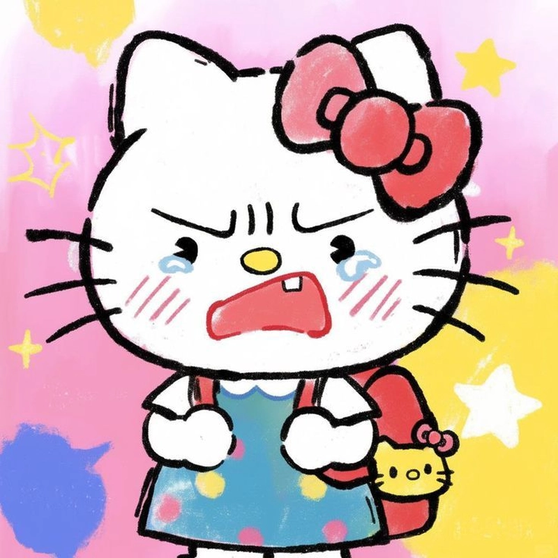 Tranh vẽ Hello Kitty cute dễ thương bá đạo