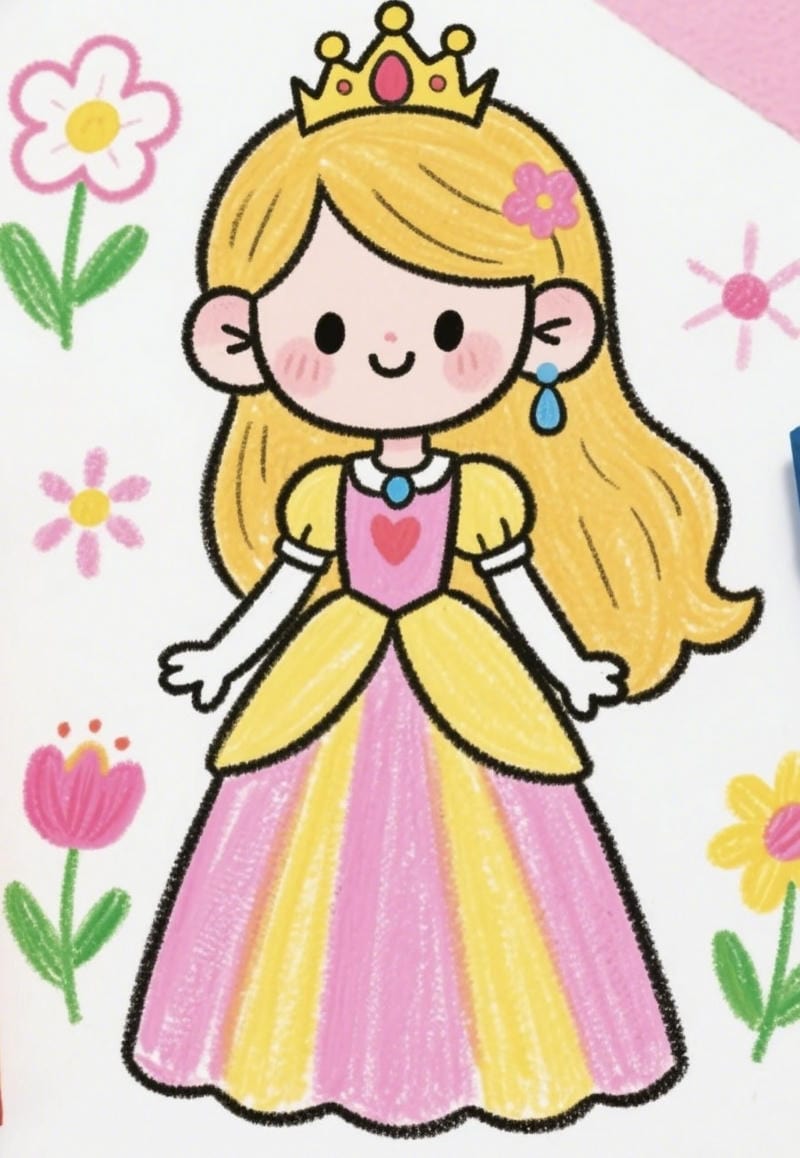 Tranh vẽ công chúa nhỏ tóc vàng