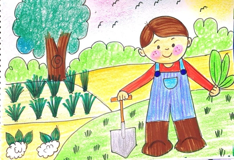 Tranh vẽ nghề nông với hình ảnh sinh động