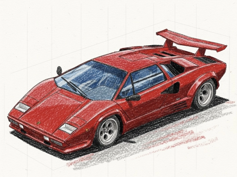 Tranh vẽ siêu xe lamborghini màu đỏ