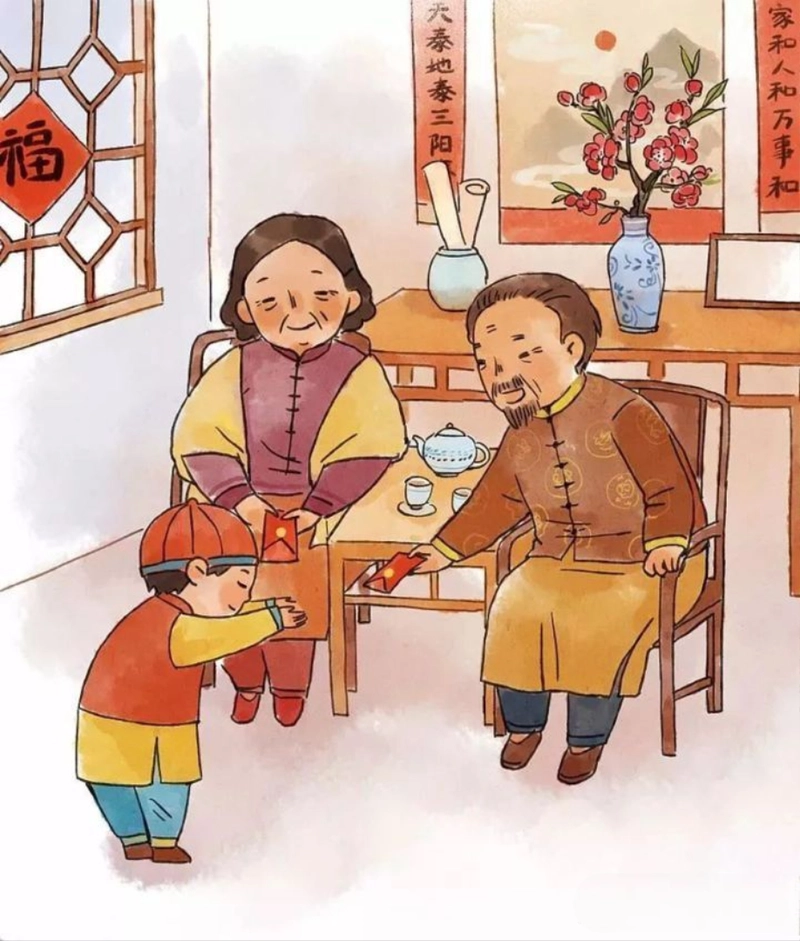gia đình ngày tết tranh vẽ đoàn viên