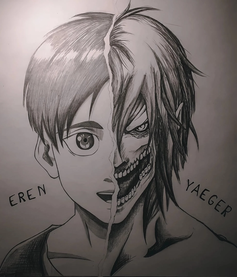 hình tranh vẽ titan eren