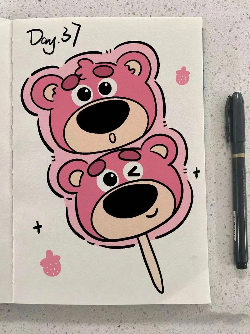 hình vẽ gấu dâu cute