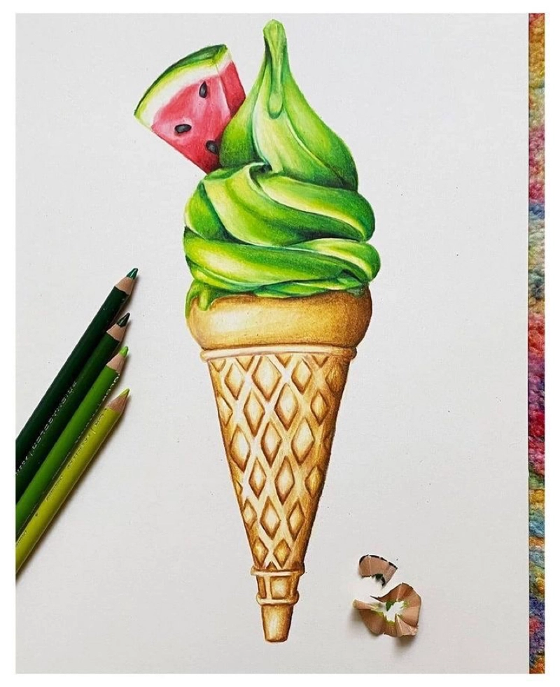 hình vẽ kem matcha cute