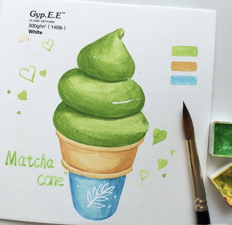 hình vẽ kem matcha đáng yêu
