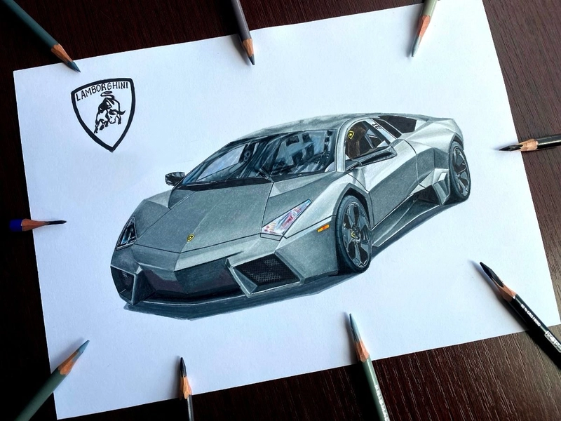 hình vẽ ô tô lamborghini màu chì