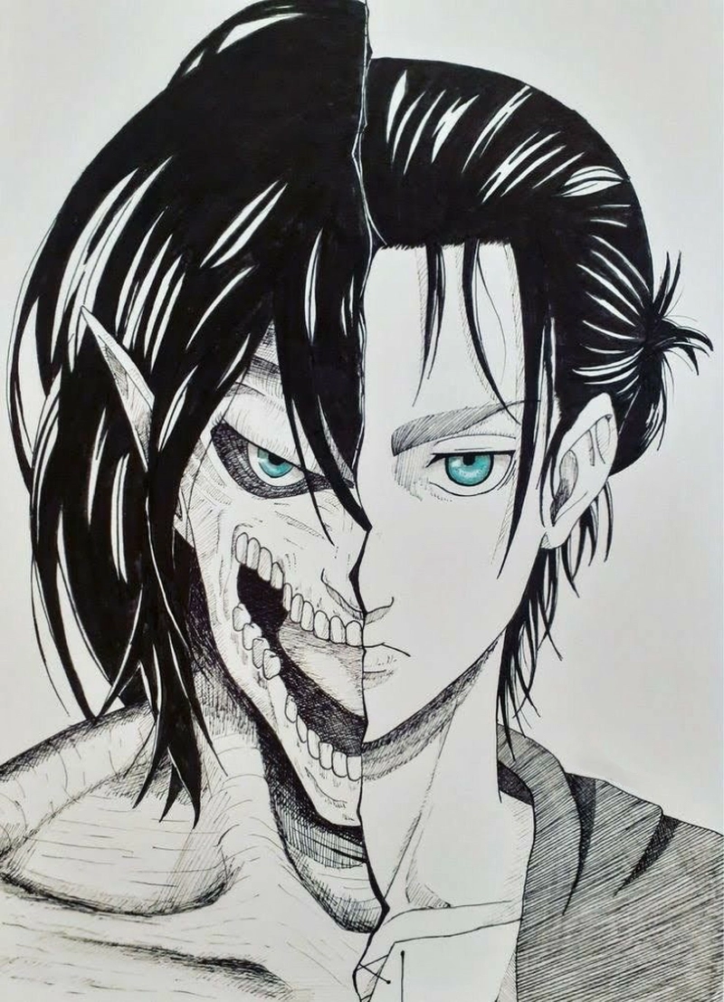hình vẽ titan eren