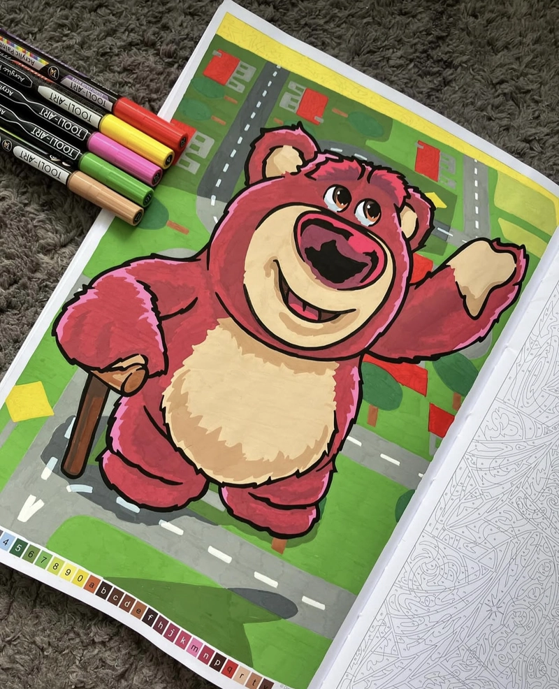 hình vẽ tranh tô màu gấu dâu cute