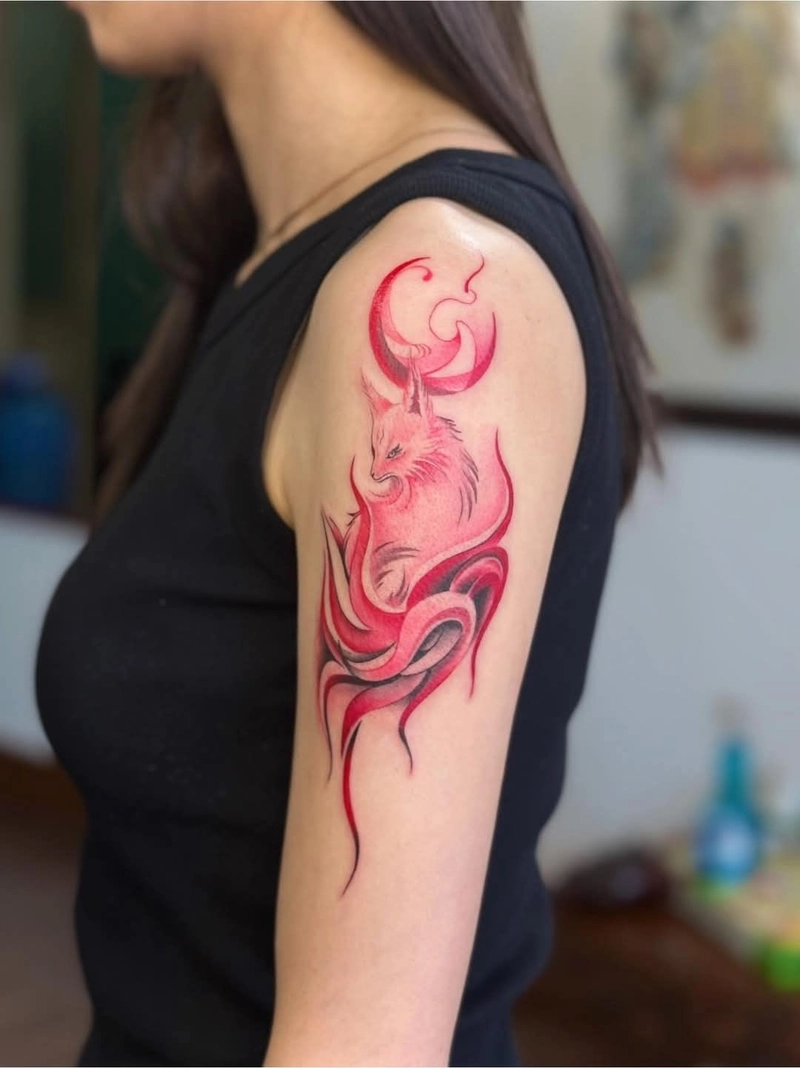 hình xăm cáo 9 đuôi đẹp