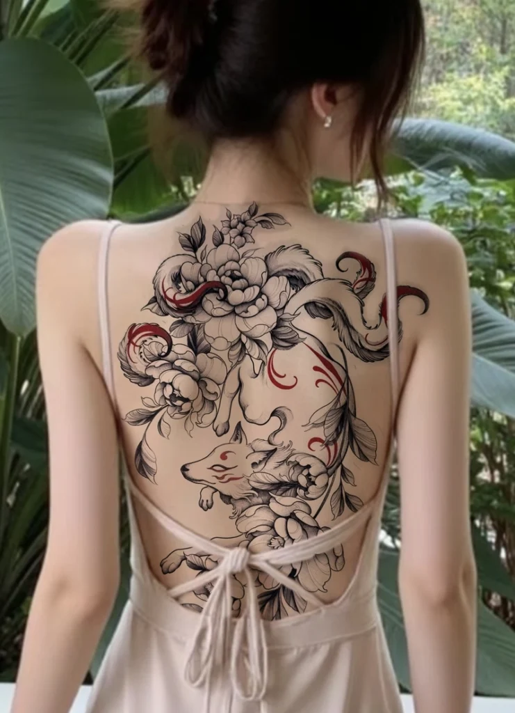 hình xăm cáo chín đuôi đẹp kín lưng