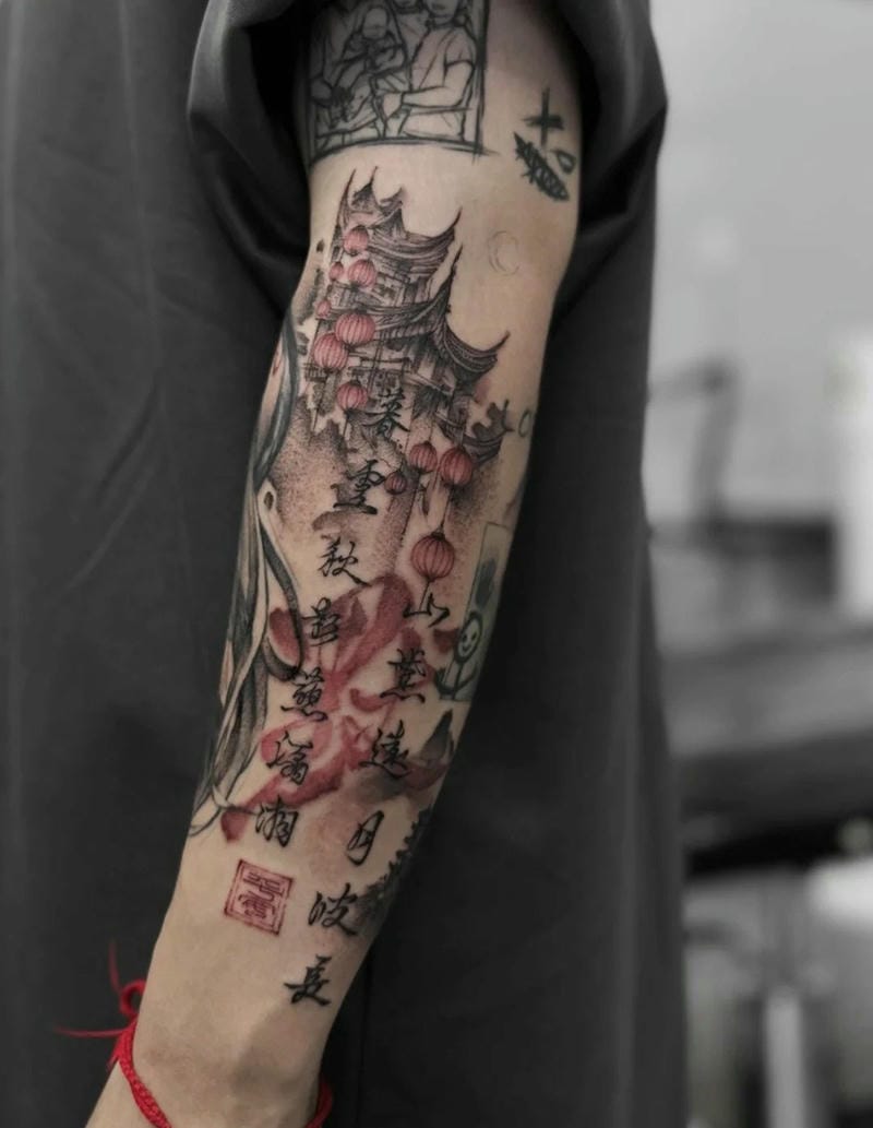 hình xăm chữ Trung Quốc cho nam