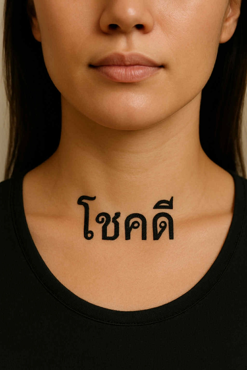 hình xăm chữ thái lan ở cổ