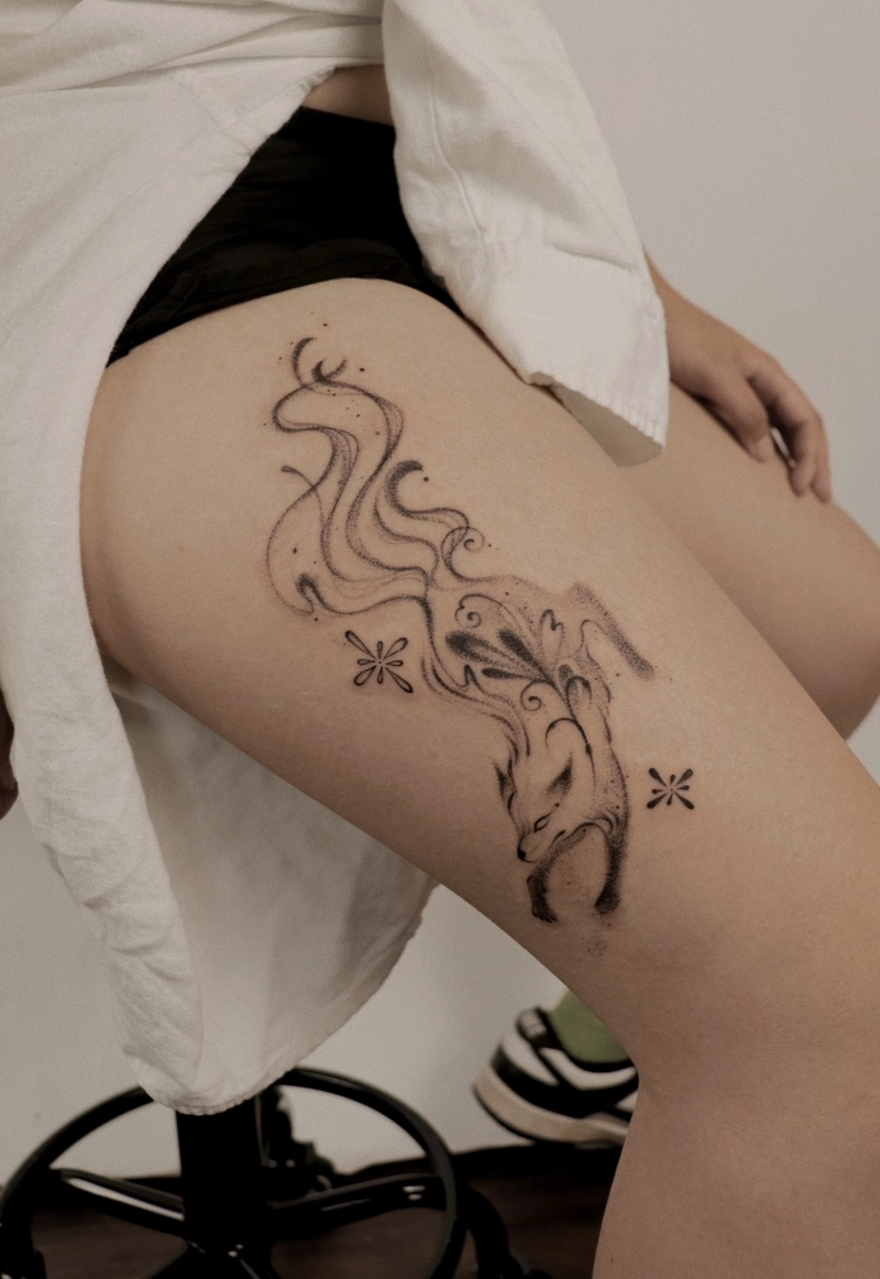 hình xăm con cáo ở chân đẹp