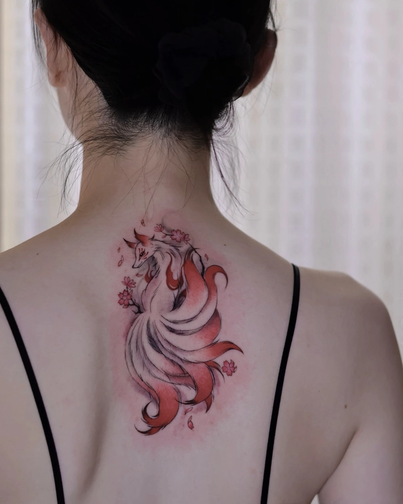 hình xăm con cáo sau lưng