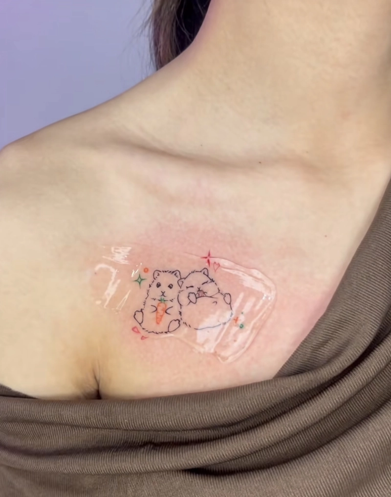 hình xăm con chuột dễ thương ở vai
