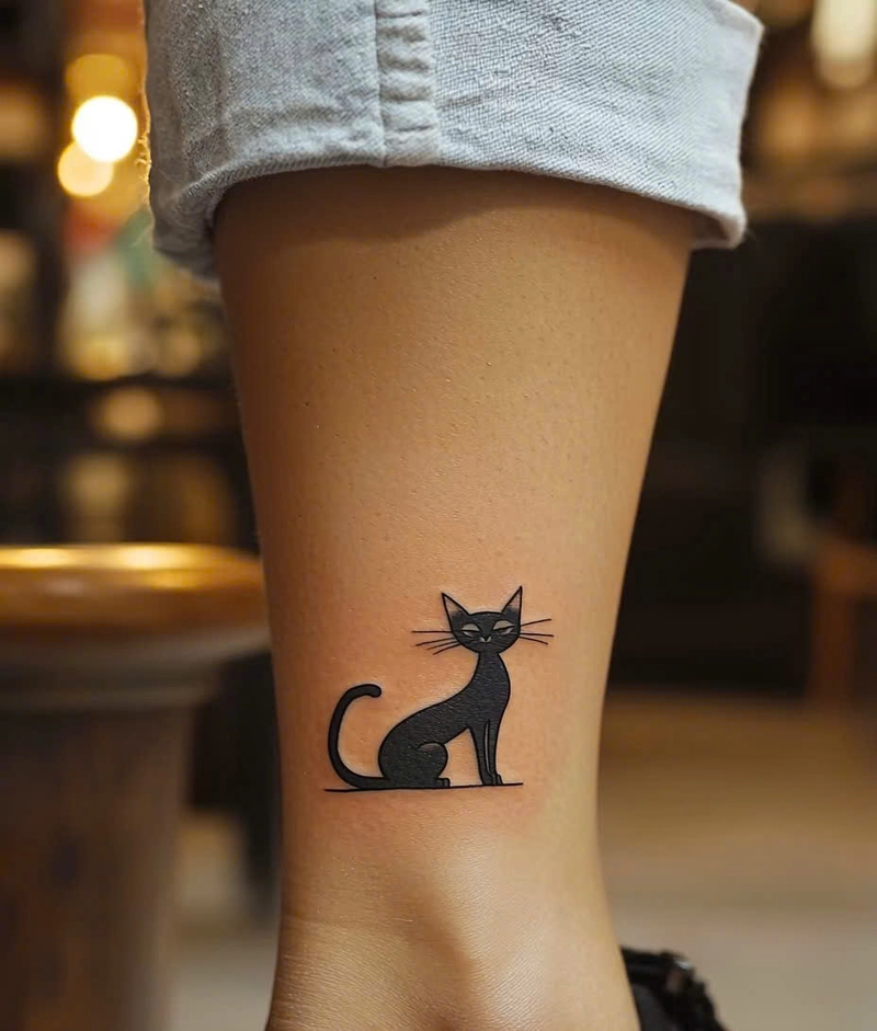 hình xăm con mèo mini ở chân