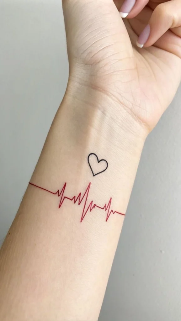 hình xăm đẹp nhịp tim