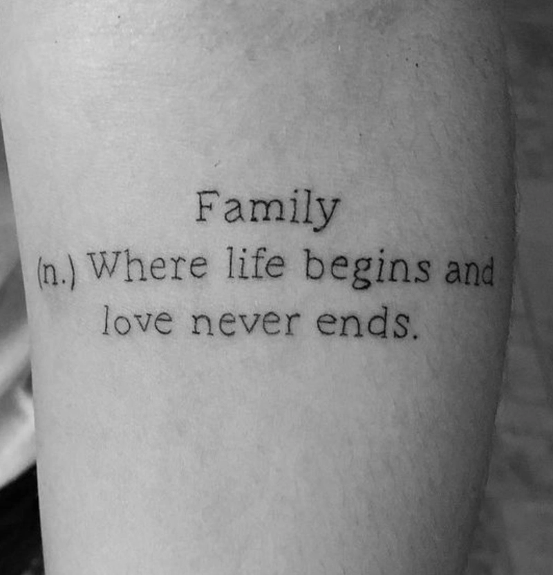hình xăm family where life begins and love never ends