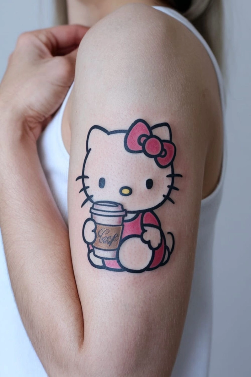hình xăm hello kitty bắp tay