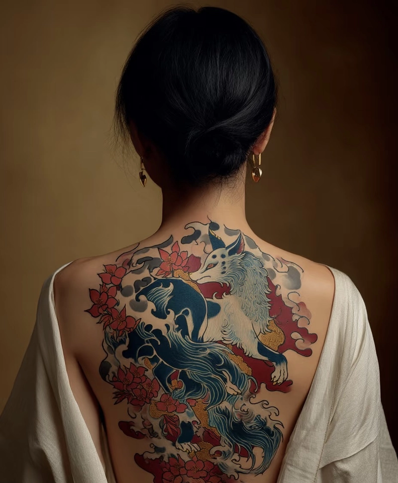 hình xăm hổ báo cáo chồn