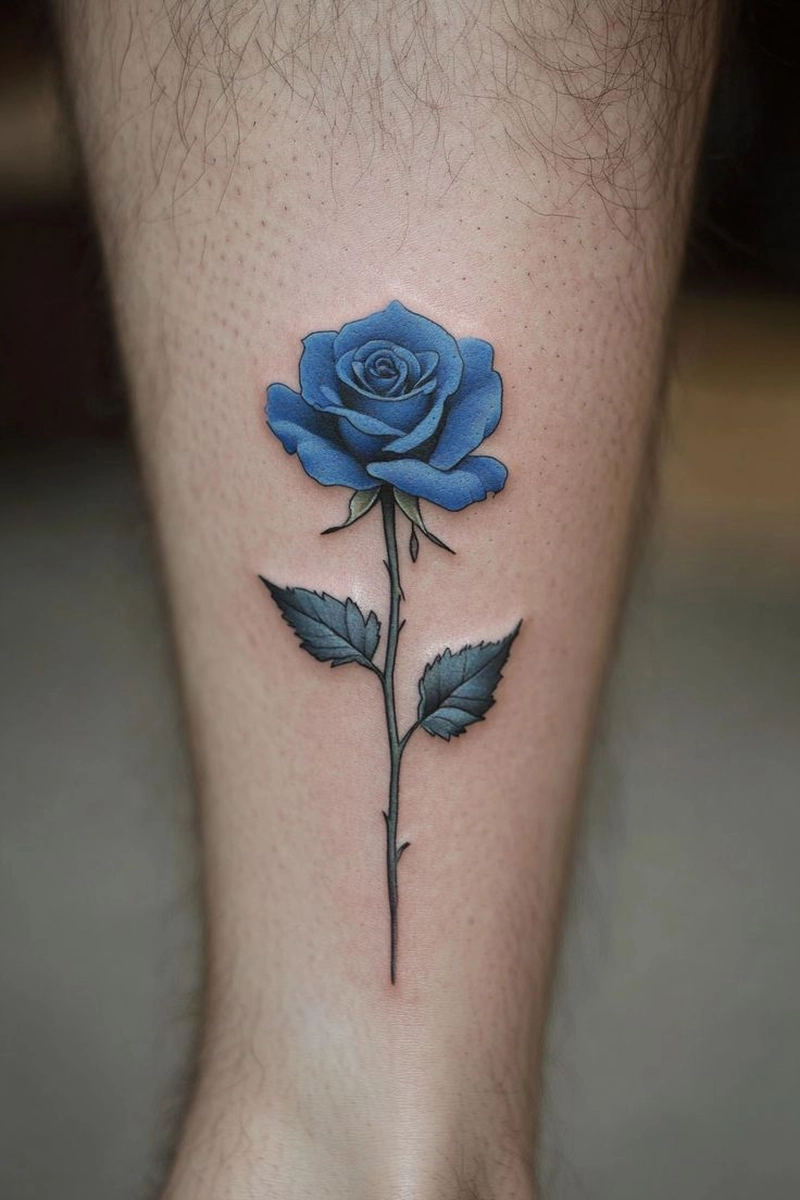 hình xăm hoa hồng xanh