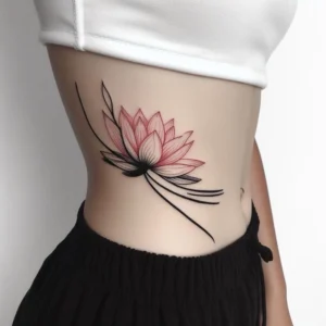 hình xăm hoa sen ở bụng