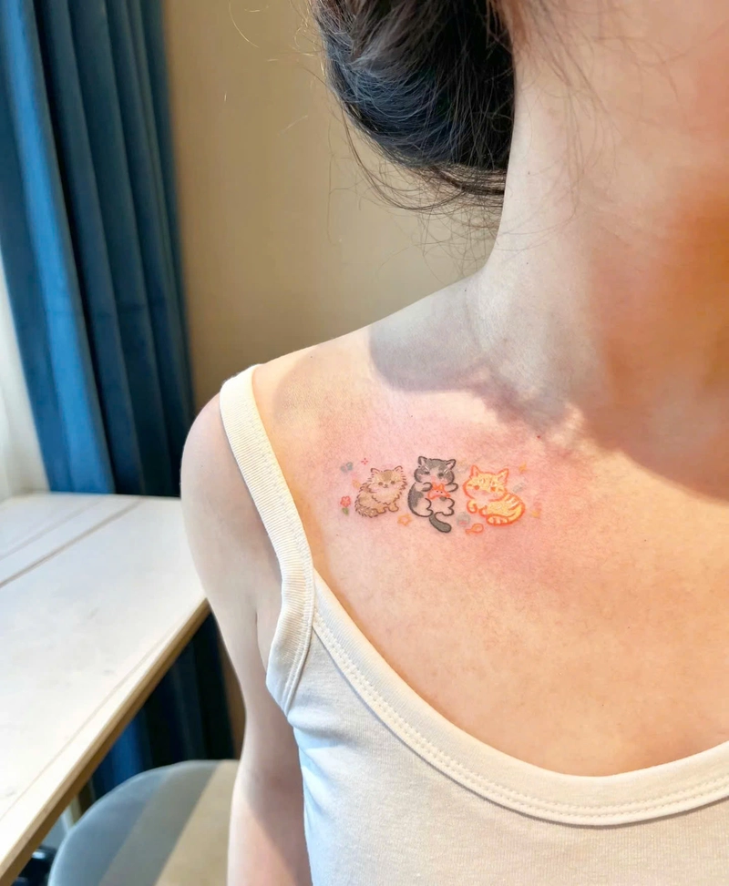 hình xăm mặt mèo mini