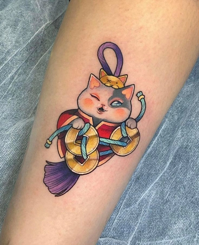 hình xăm mèo samurai