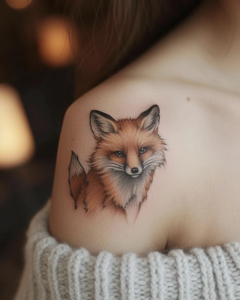 hình xăm mini cáo ở vai