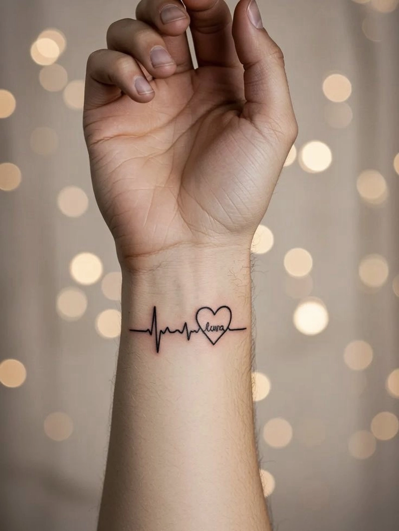 hình xăm nhịp tim đẹp ở tay