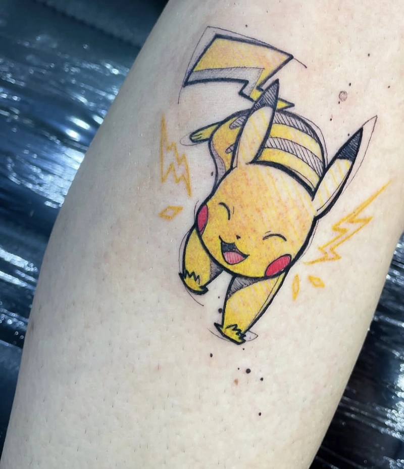 hình xăm pikachu đơn giản cute
